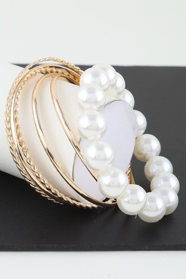Gold Multi Pearl N Twist Bracelet - B026GO