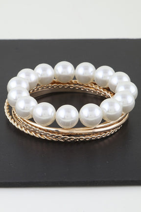 Gold Multi Pearl N Twist Bracelet - B026GO