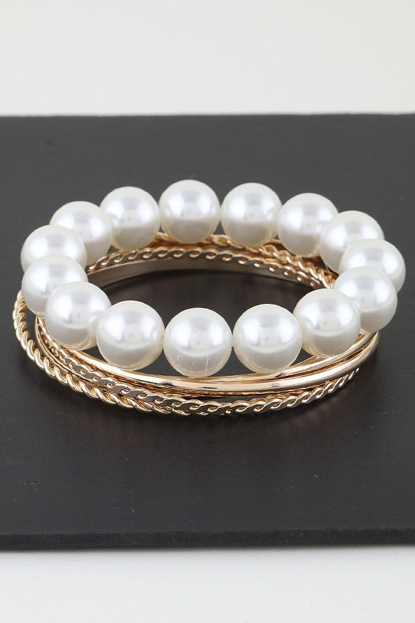 Gold Multi Pearl N Twist Bracelet - B026GO