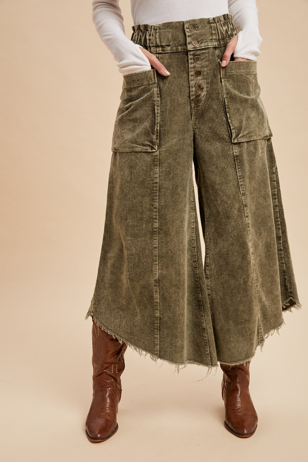 Come As You Are Olive Corduroy Pants - P168OL
