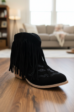 Fringe For The Win Black Bootie