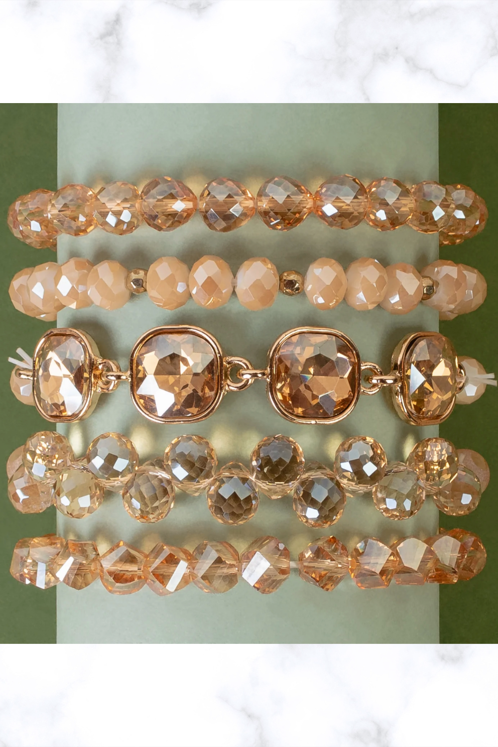 Crystal Gold Stacked Bracelets - B060GO