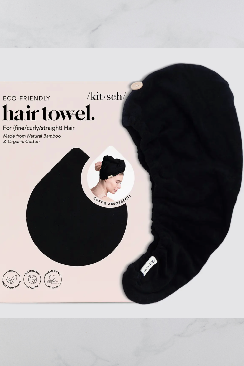 Quick Dry Hair Towel - Eco Black