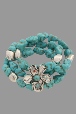Metal Flower Tq Bead Bracelet - B014TU