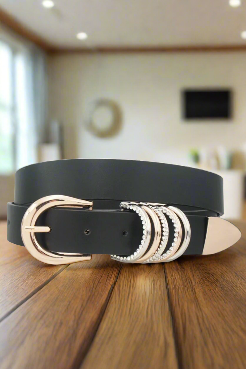 Stacked Mixed D Ring U Buckle Belt BE001 (3 Colors)