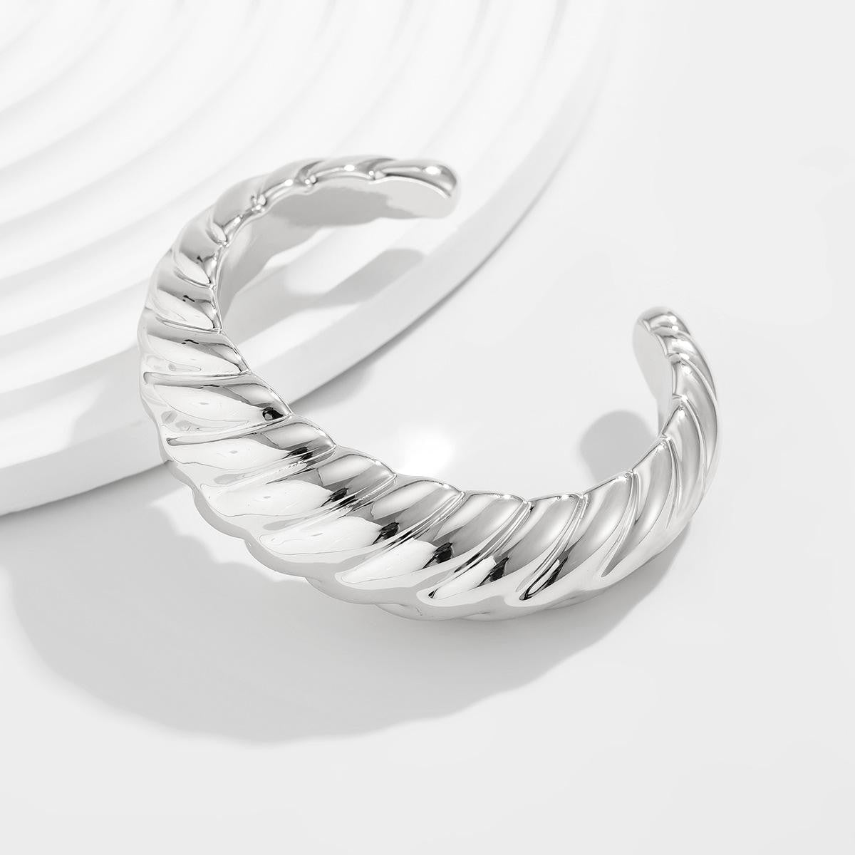 Silver Irregular Shape Cuff Bangles - B015SI