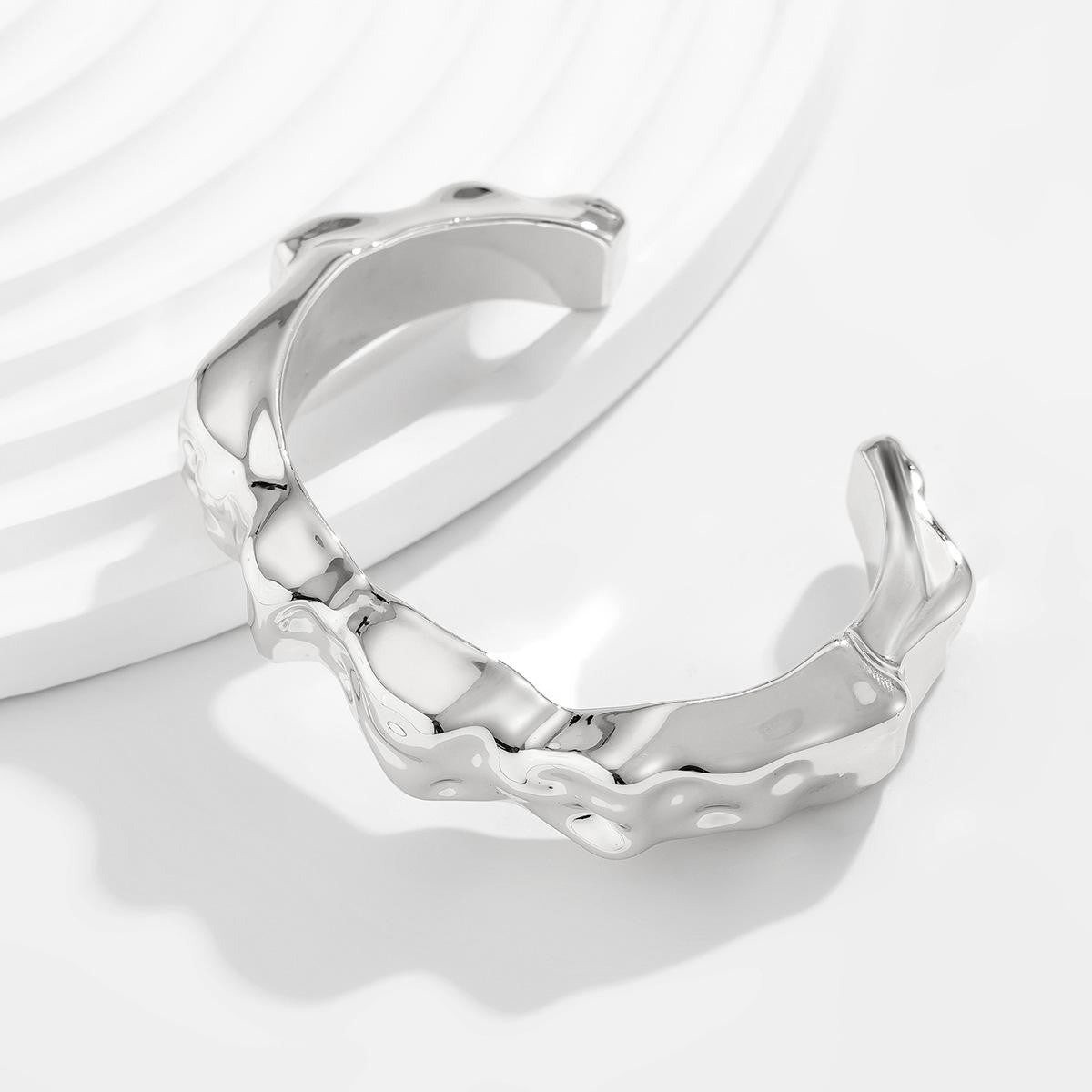 Silver Irregular Shape Cuff Bangles - B015SI