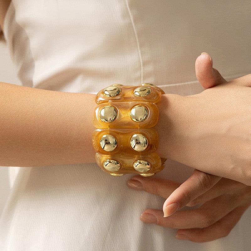 Topaz Gold Acrylic Stretch Cord Bracelet - B021TP
