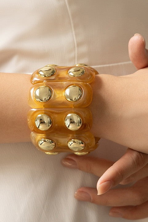 Topaz Gold Acrylic Stretch Cord Bracelet - B021TP