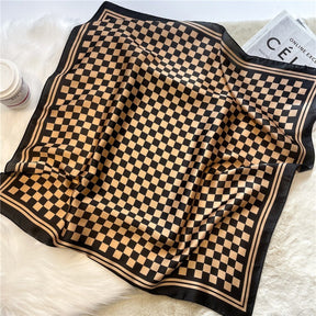 Brown Checker Print Scarf - SC007BR