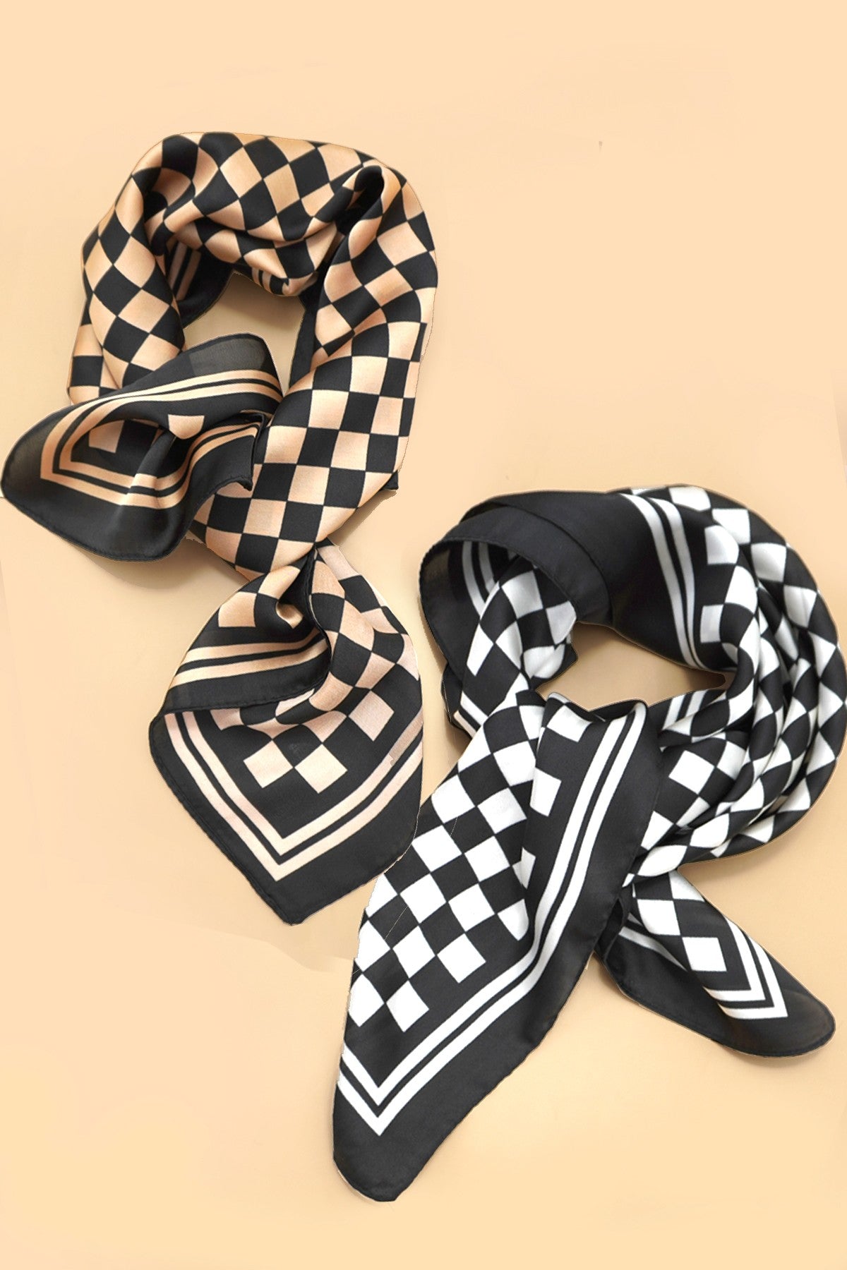 Brown Checker Print Scarf - SC007BR