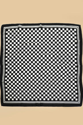 Black Checker Print Scarf - SC004BK