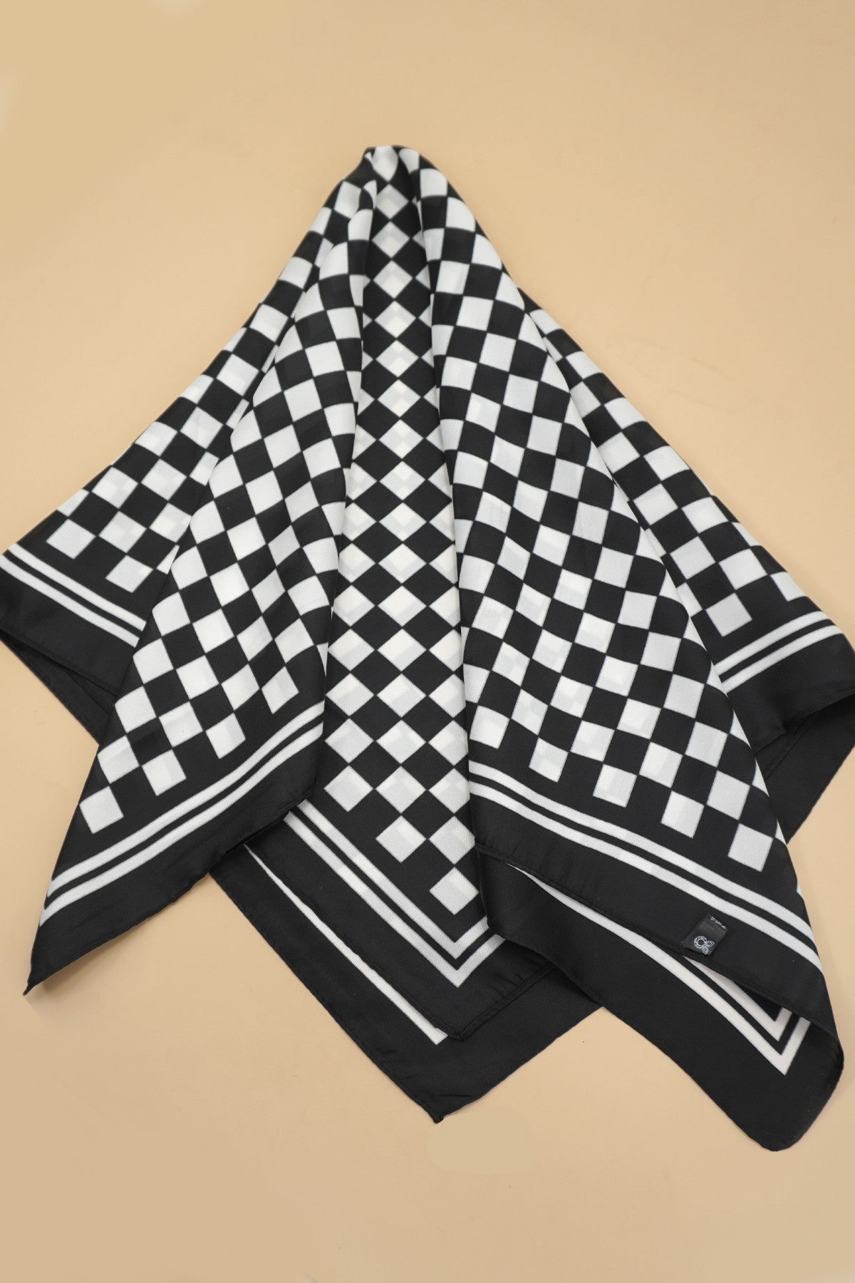Black Checker Print Scarf - SC004BK