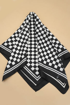 Black Checker Print Scarf - SC004BK