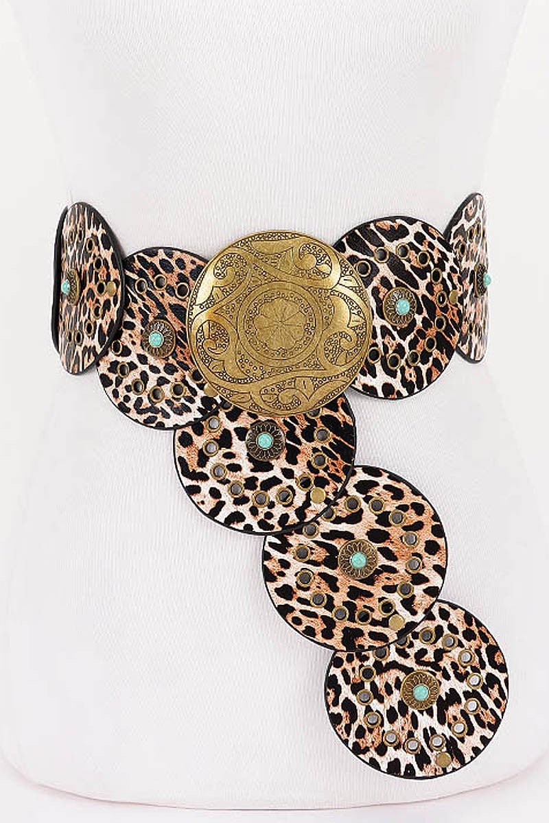 Faux Leather Disk Belt - B002LE