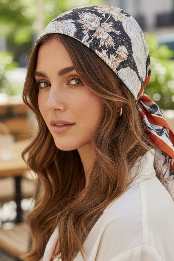 Rust Abstract Floral Print Scarf - SC003RU