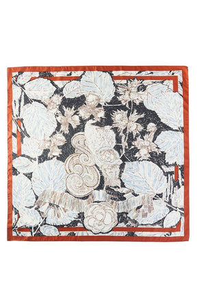 Rust Abstract Floral Print Scarf - SC003RU