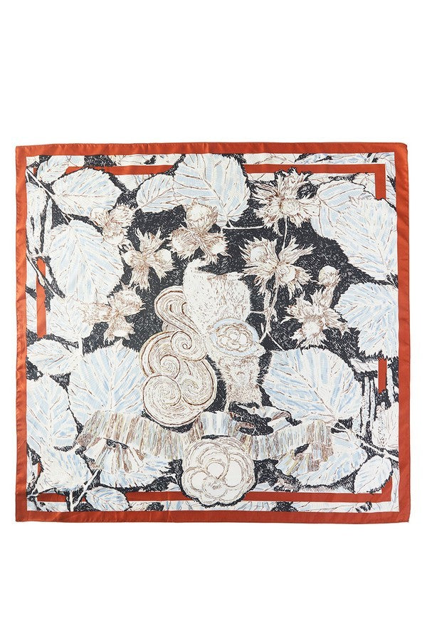 Rust Abstract Floral Print Scarf - SC003RU