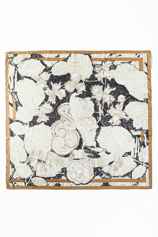 Taupe Abstract Floral Print Scarf - SC005TA