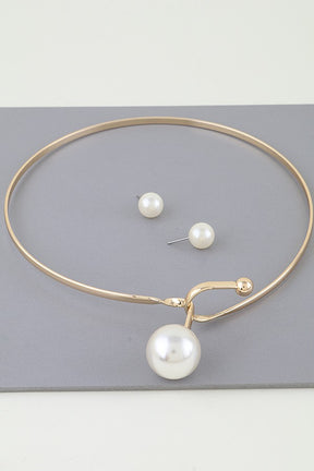 Pearl Hook Wrap Necklace Set - N075GO