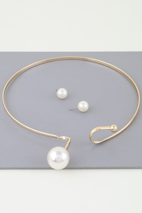 Pearl Hook Wrap Necklace Set - N075GO