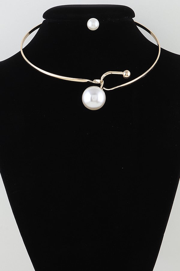 Pearl Hook Wrap Necklace Set - N075GO