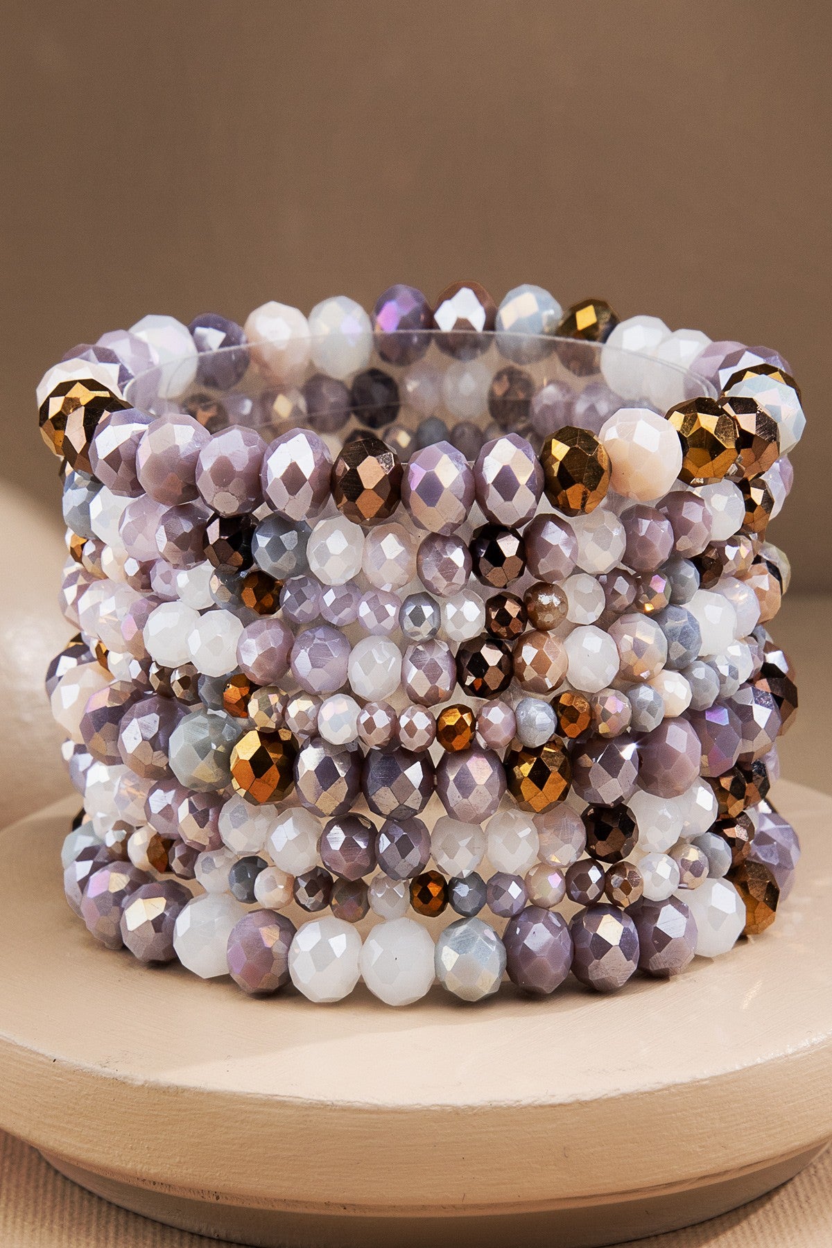 Moonlight Lilac Glass Bead Bracelet - B057ML