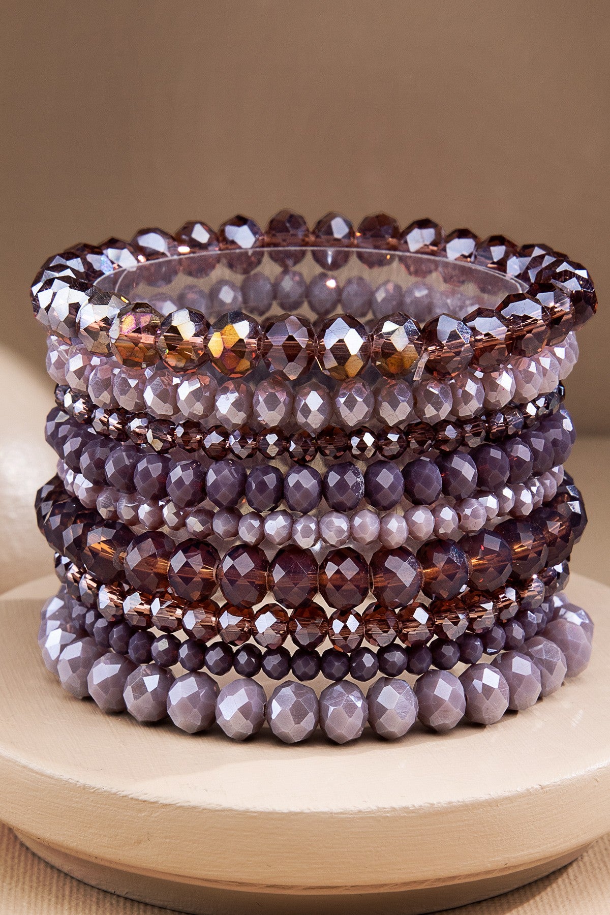 Plum Glass Bead Bracelet - B058PL
