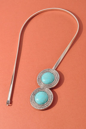 Western Turquoise Concho Thin Belt - B006TU