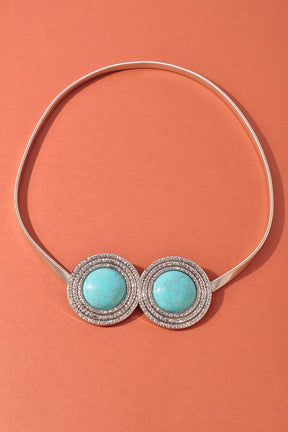 Western Turquoise Concho Thin Belt - B006TU