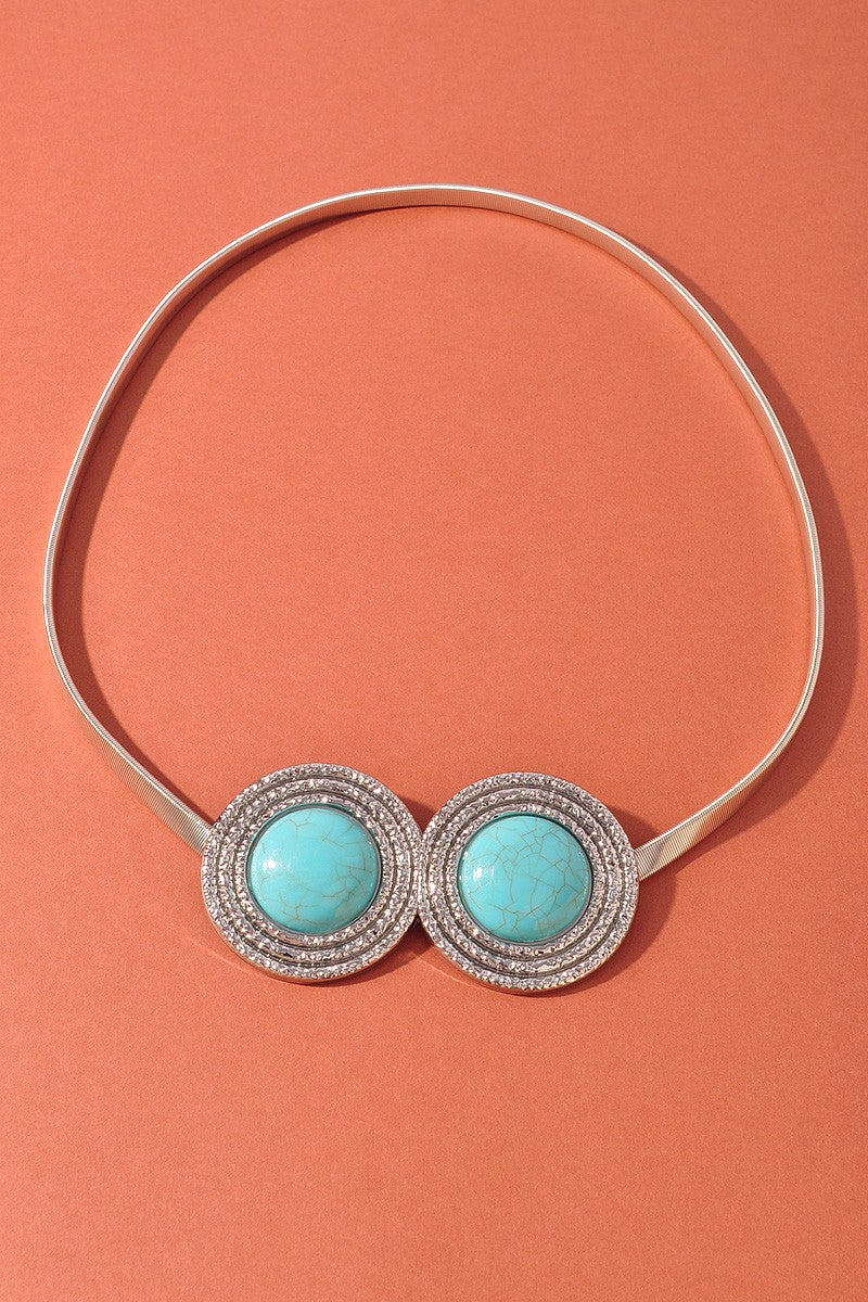 Western Turquoise Concho Thin Belt - B006TU