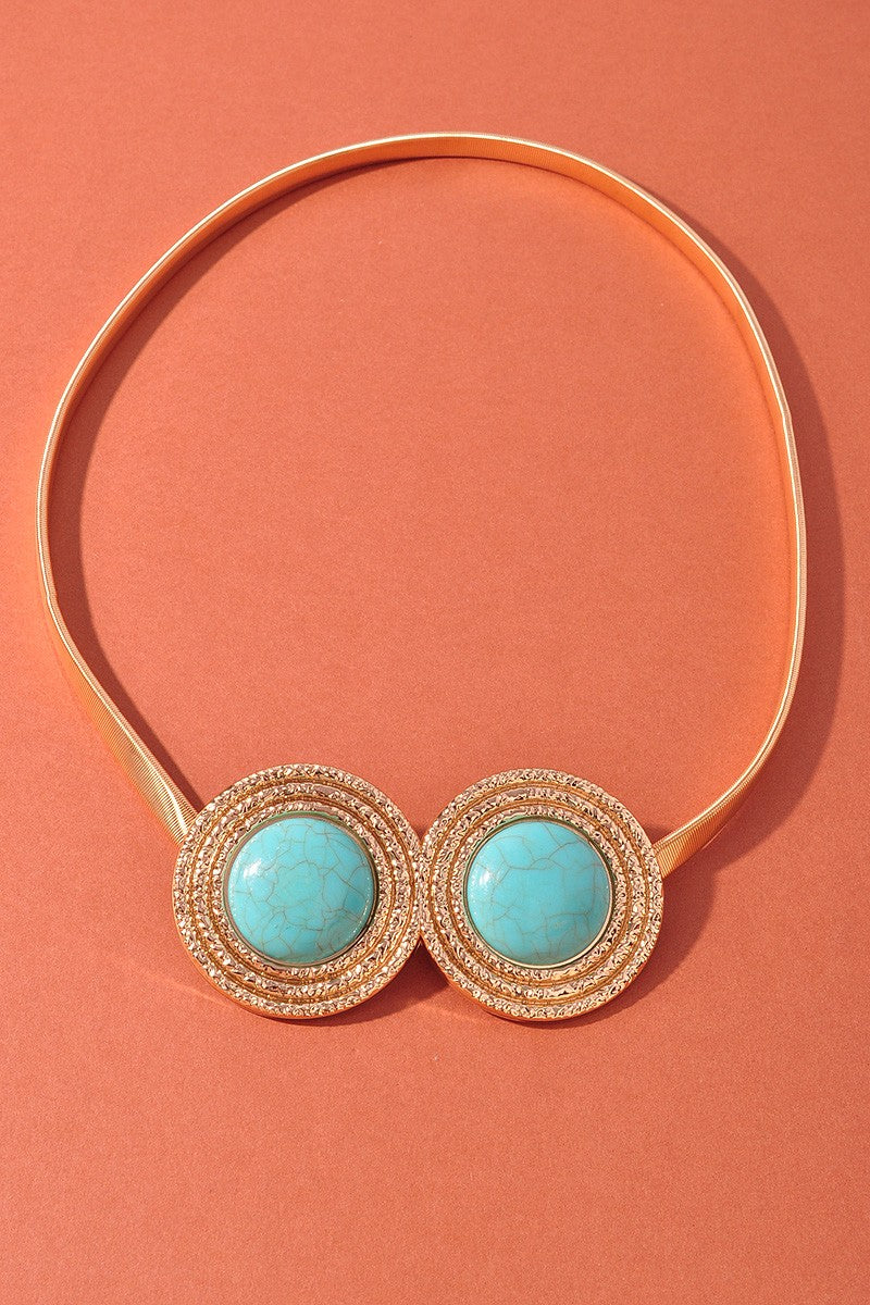 Western Turquoise Concho Thin Belt - B006TU