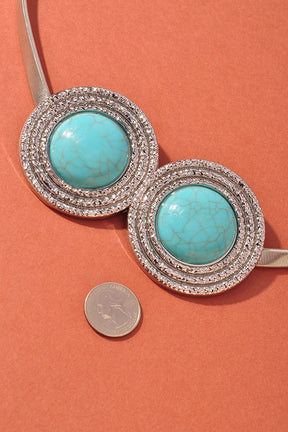 Western Turquoise Concho Thin Belt - B006TU