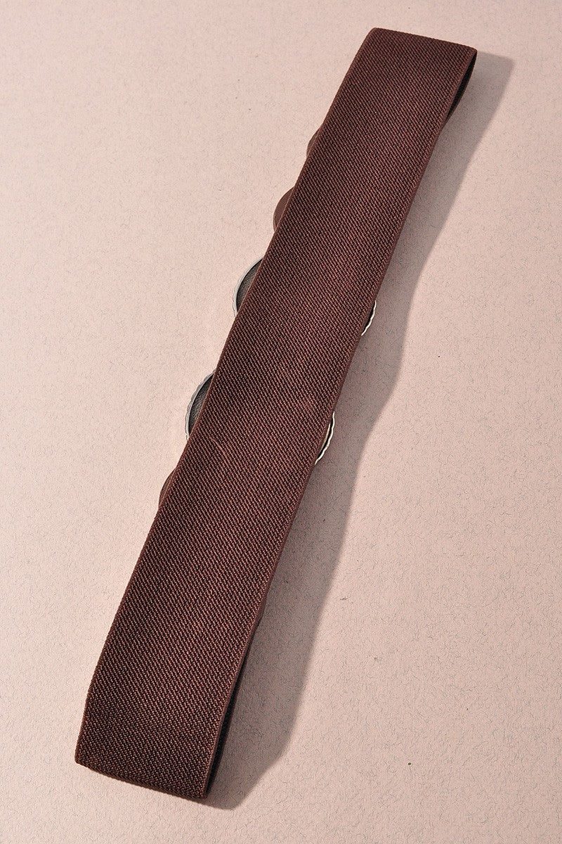 Western Metal Double Concho Elastic Belt (2 Colors) - BE005