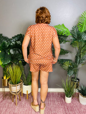 She's Got A Way Brown Polka Dot Top And Short Set