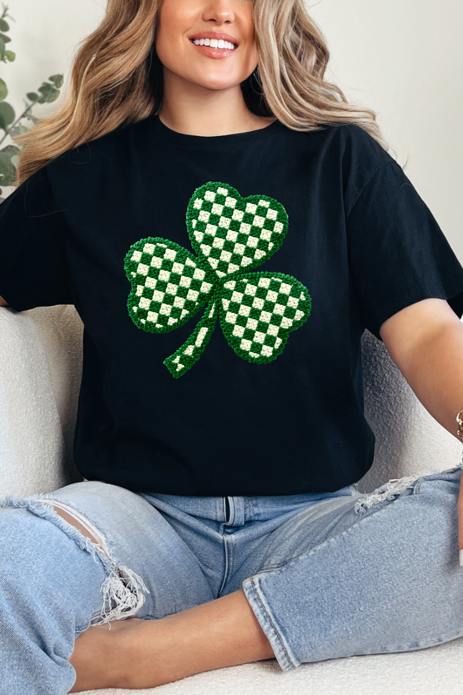 Checkered Shamrock Graphic Tee