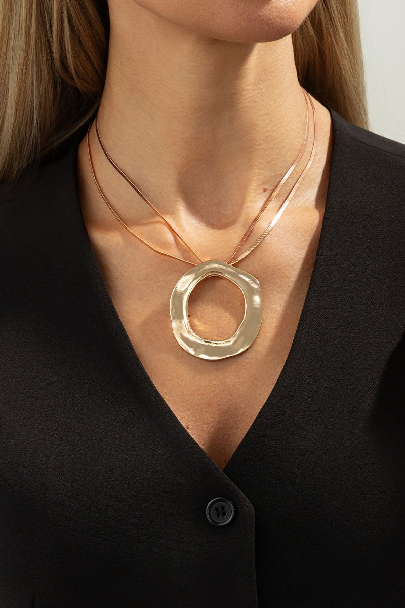 Gold Circle Pendant Necklace - N152GO