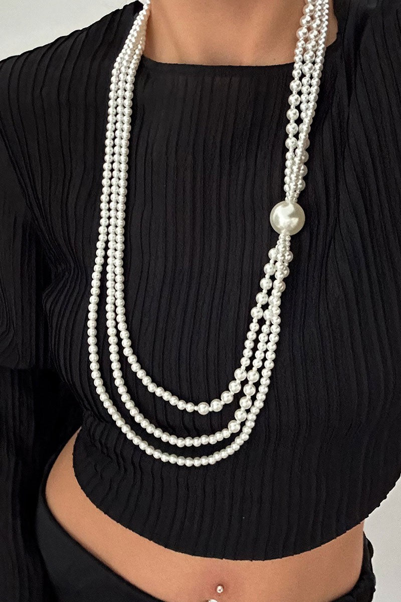 Multi Layered Pearl Necklace - N155PR