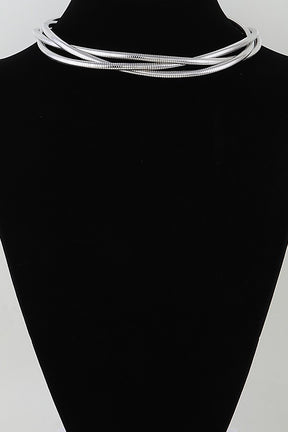 Silver Intertwined Chain Wrap Necklace - N118SI