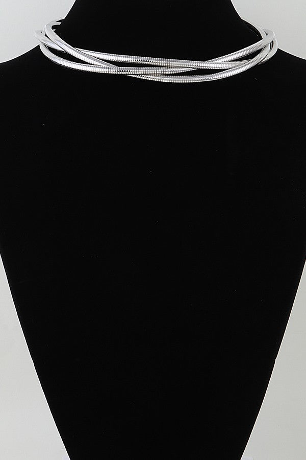 Silver Intertwined Chain Wrap Necklace - N118SI