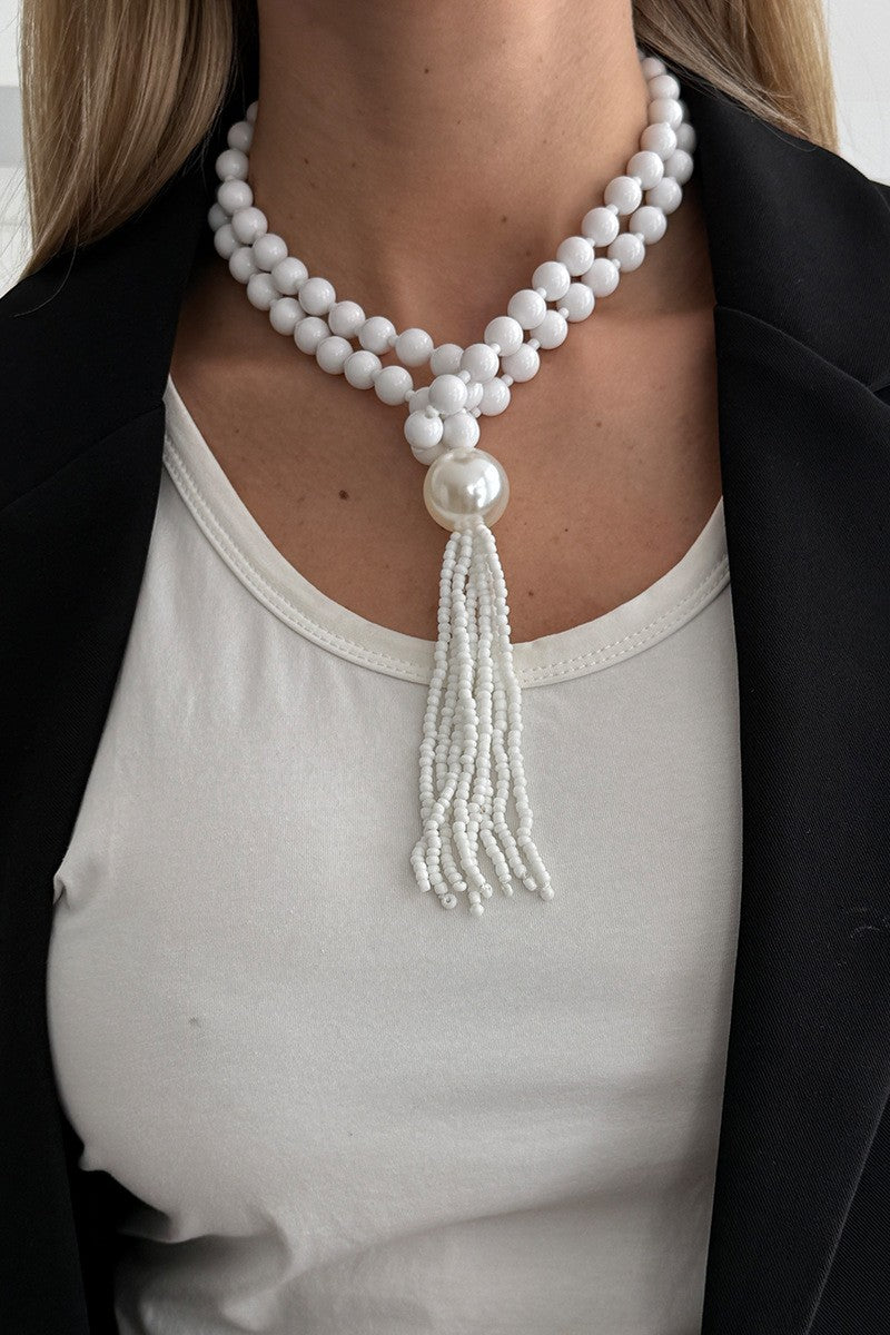 White Bead Necklace - N151WH