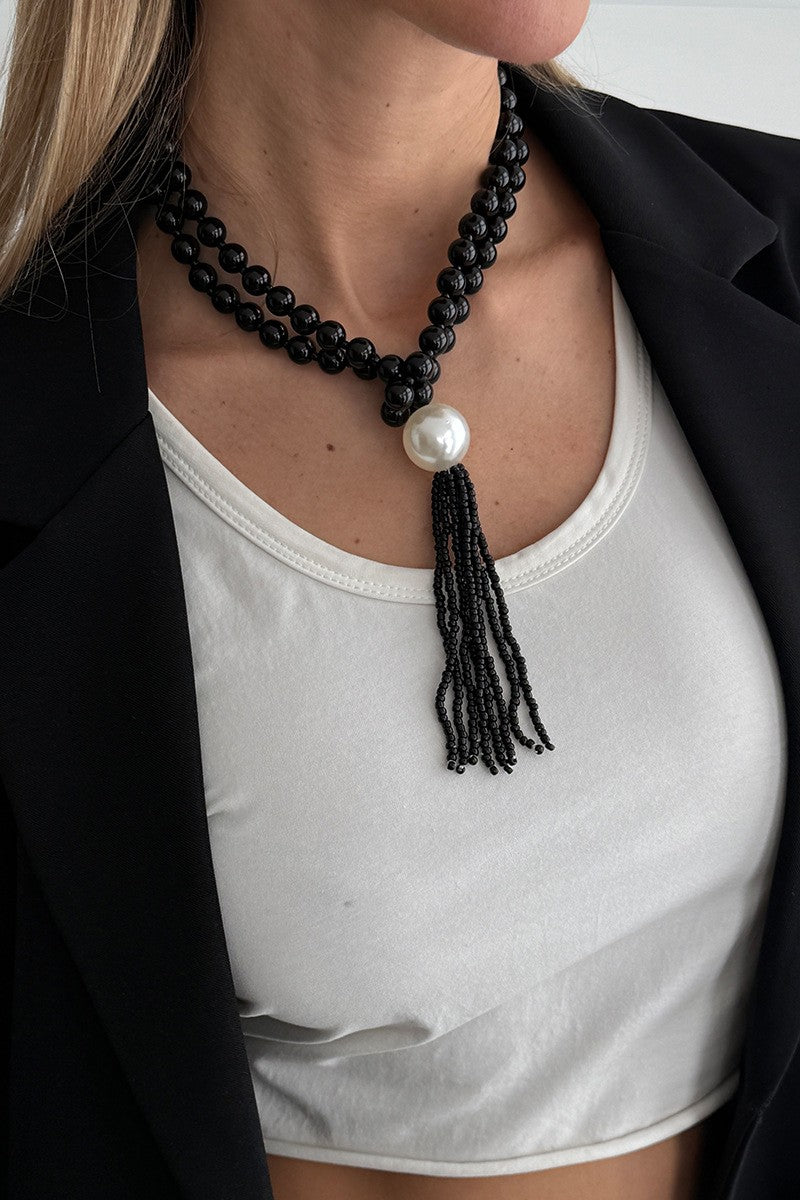 Black Bead Necklace - N150BK