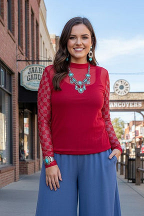 Bling Makes It Better Red Mesh Top - S307RD