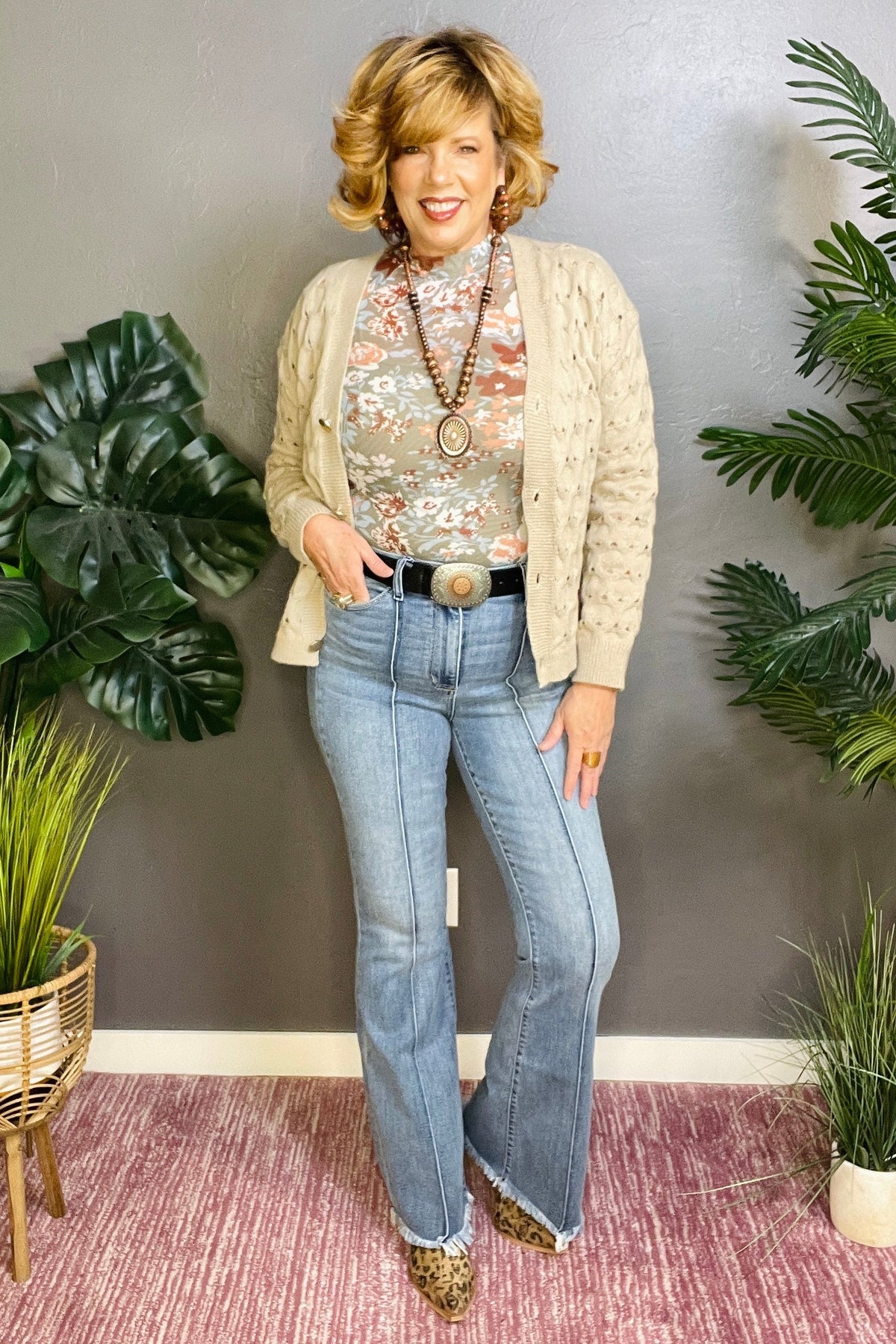 Lennon High Waist Flare Fray Hem Jeans
