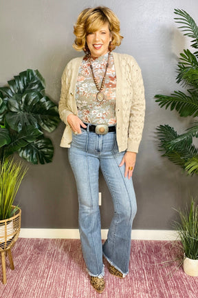 Lennon High Waist Flare Fray Hem Jeans