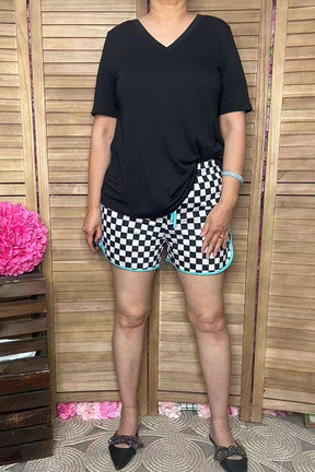 Checkered Charm Top And Short Set - SET030BW