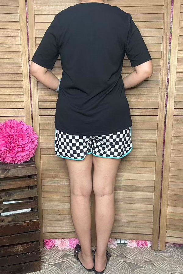Checkered Charm Top And Short Set - SET030BW