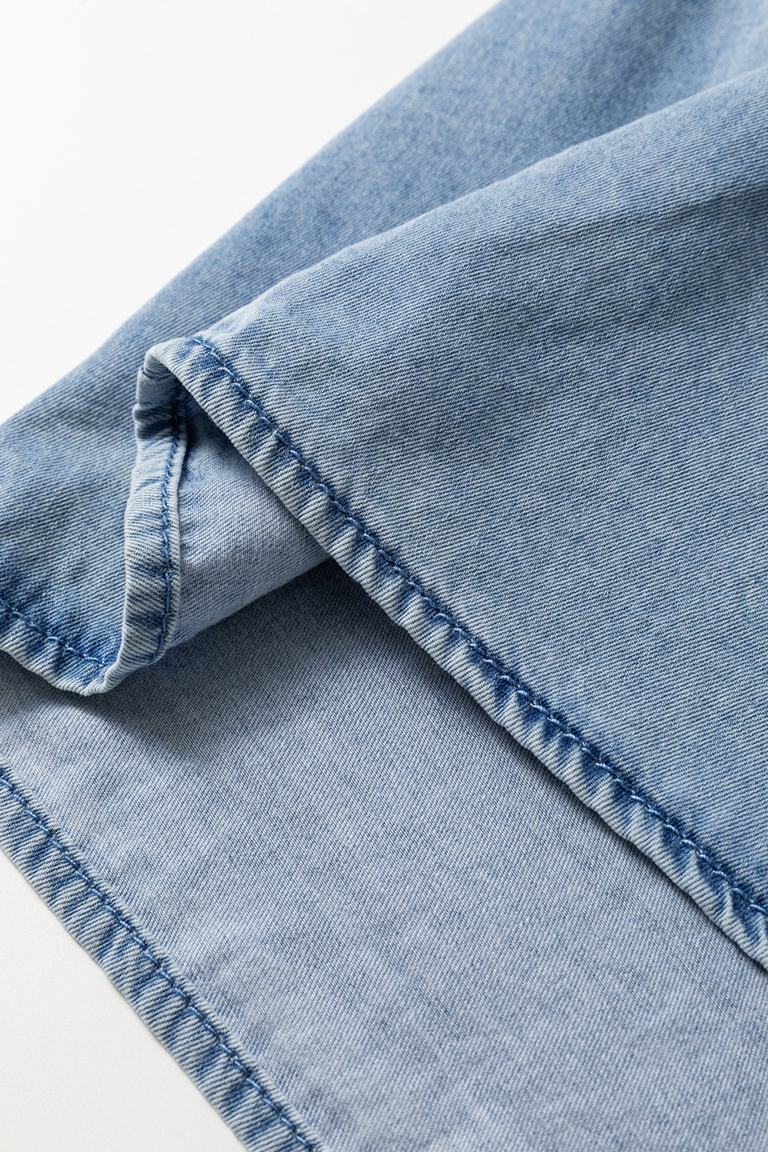 Denim Made Classic Ruffled Collar Denim Top