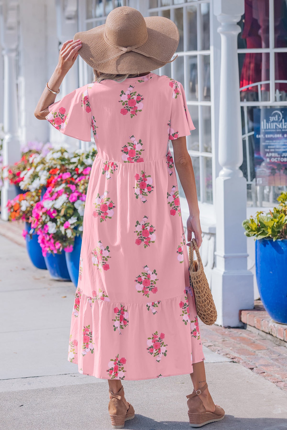 Resort Getaway Pink Floral Print Maxi Dress