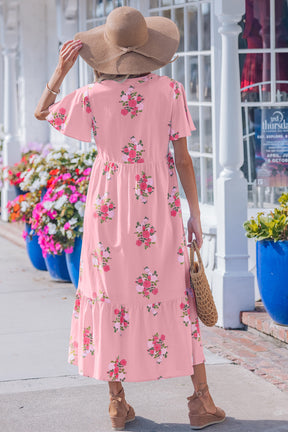 Resort Getaway Pink Floral Print Maxi Dress